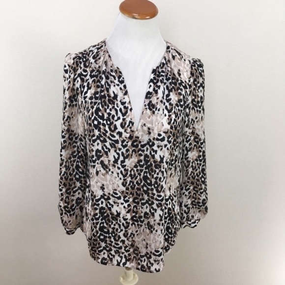Joie Silk Animal‎ Print Leopard V-Neck Blouse Top Women’s Sz XS - Picture 1 of 6
